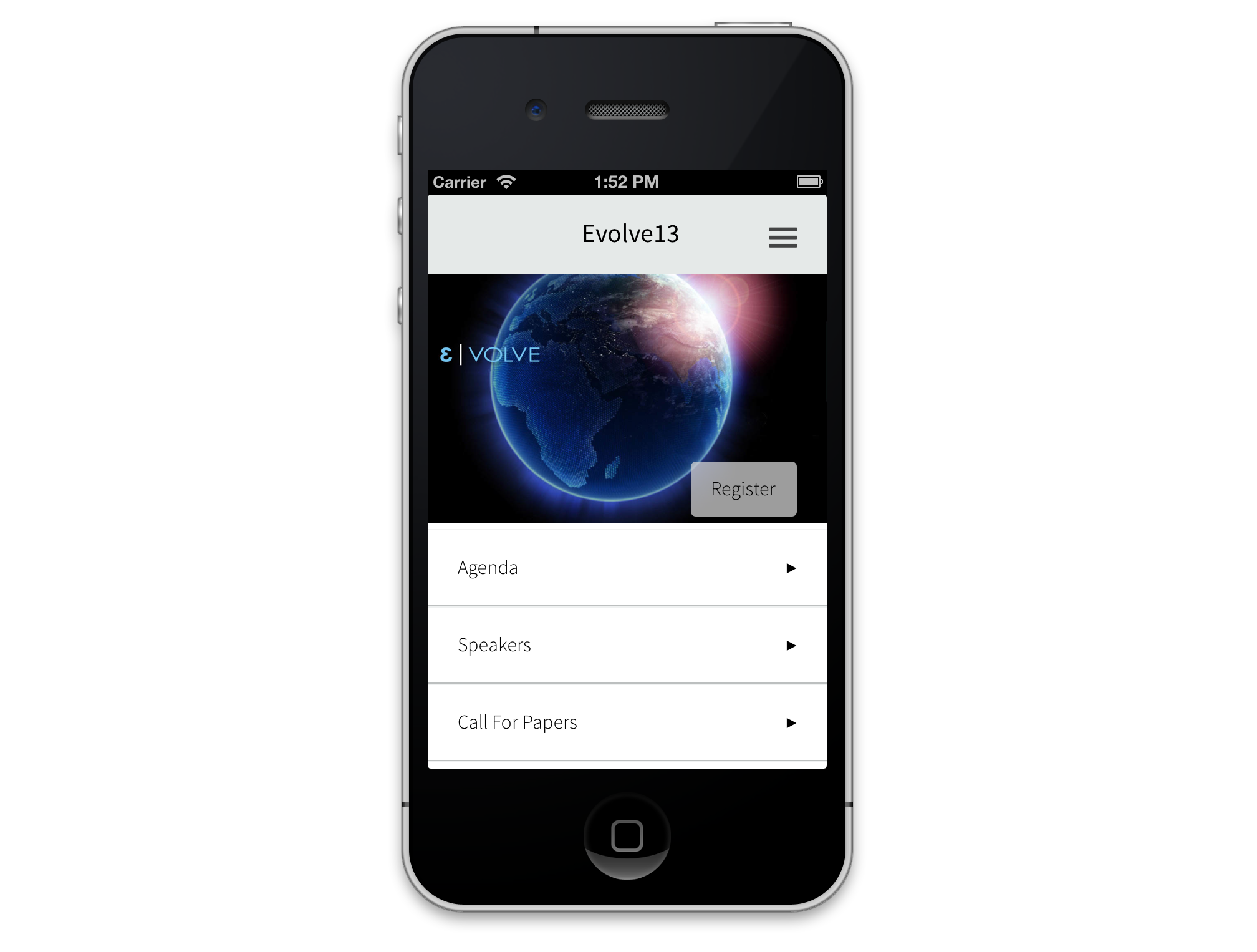 App running on device