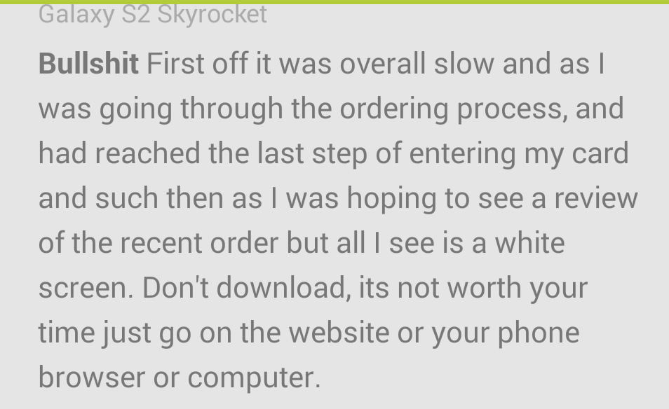 a shitty review