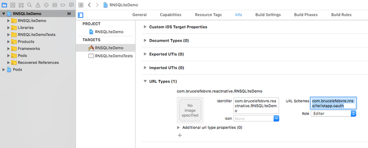 Xcode properties page for handling deep links