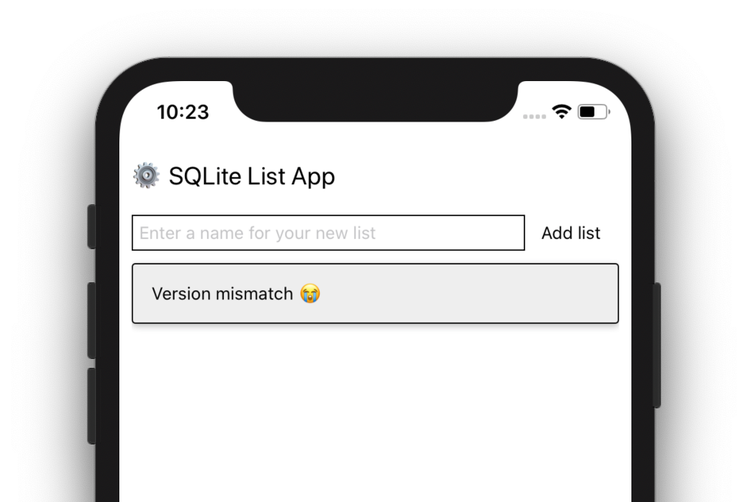 React Native SQLite demo app running on a simulator successfully